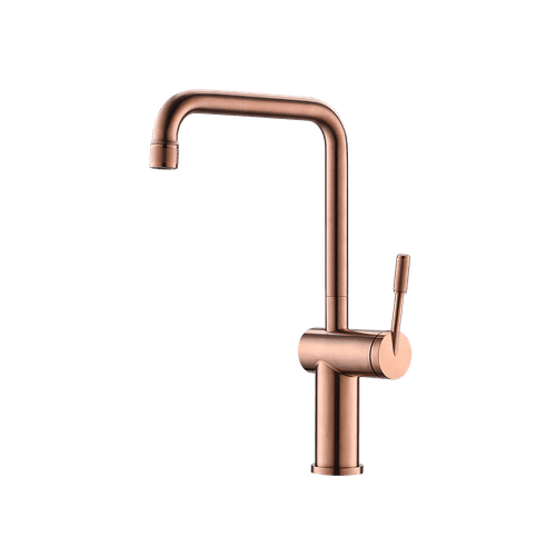 Rivet Straight Neck Kitchen Mixer Brushed Copper