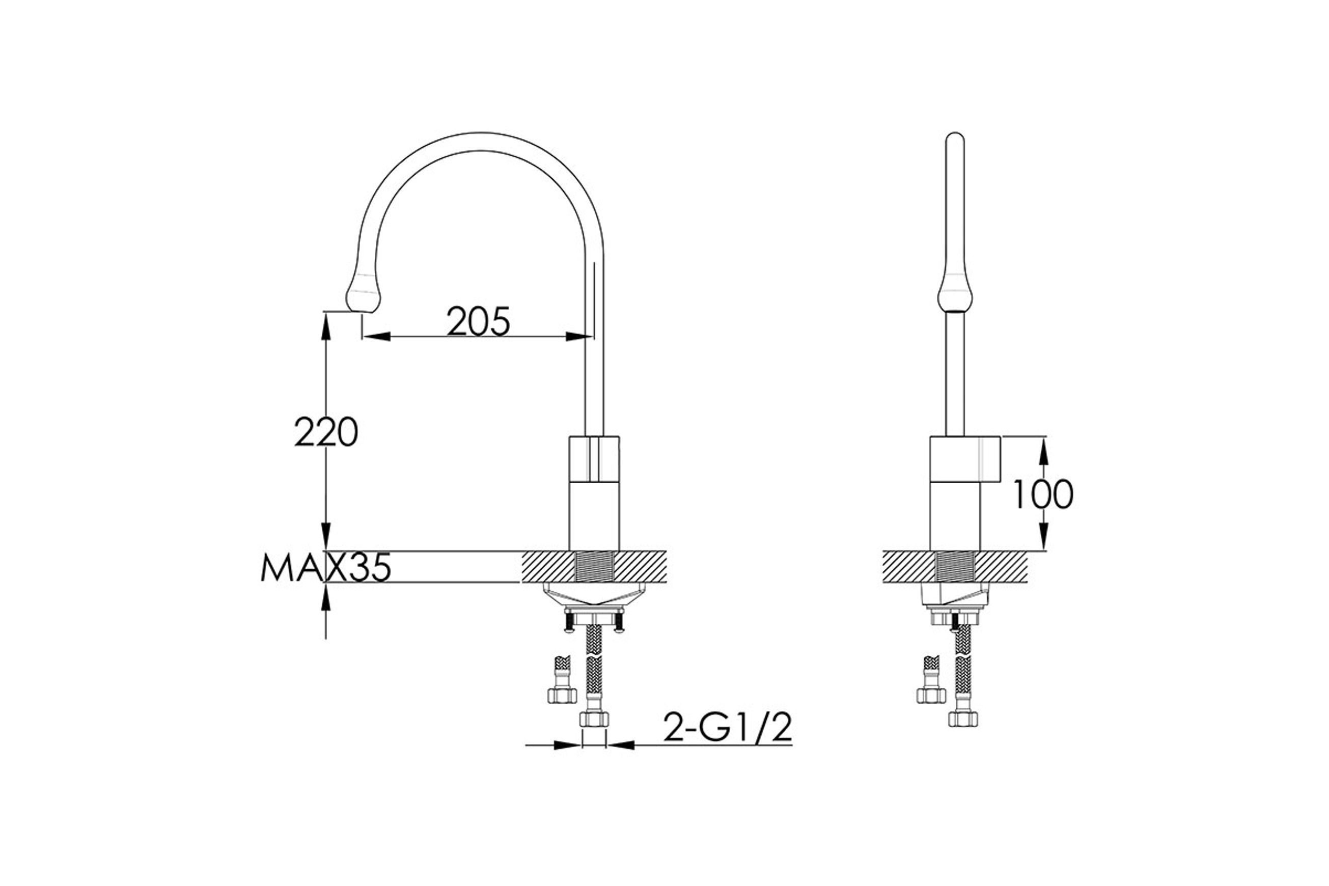 Orbit Gooseneck Kitchen Mixer Chrome