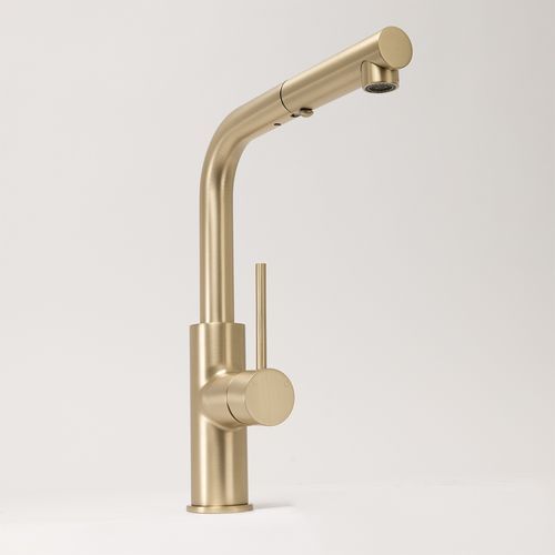 Nisa Square Pull Out Mixer Brushed Brass Gold