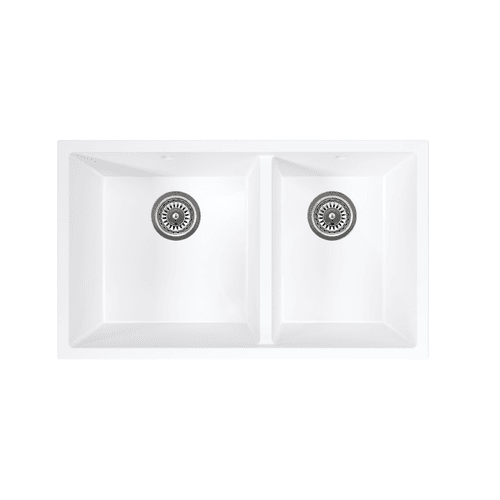 Vienna Double Sink 760mm | White Granite (Overflow)