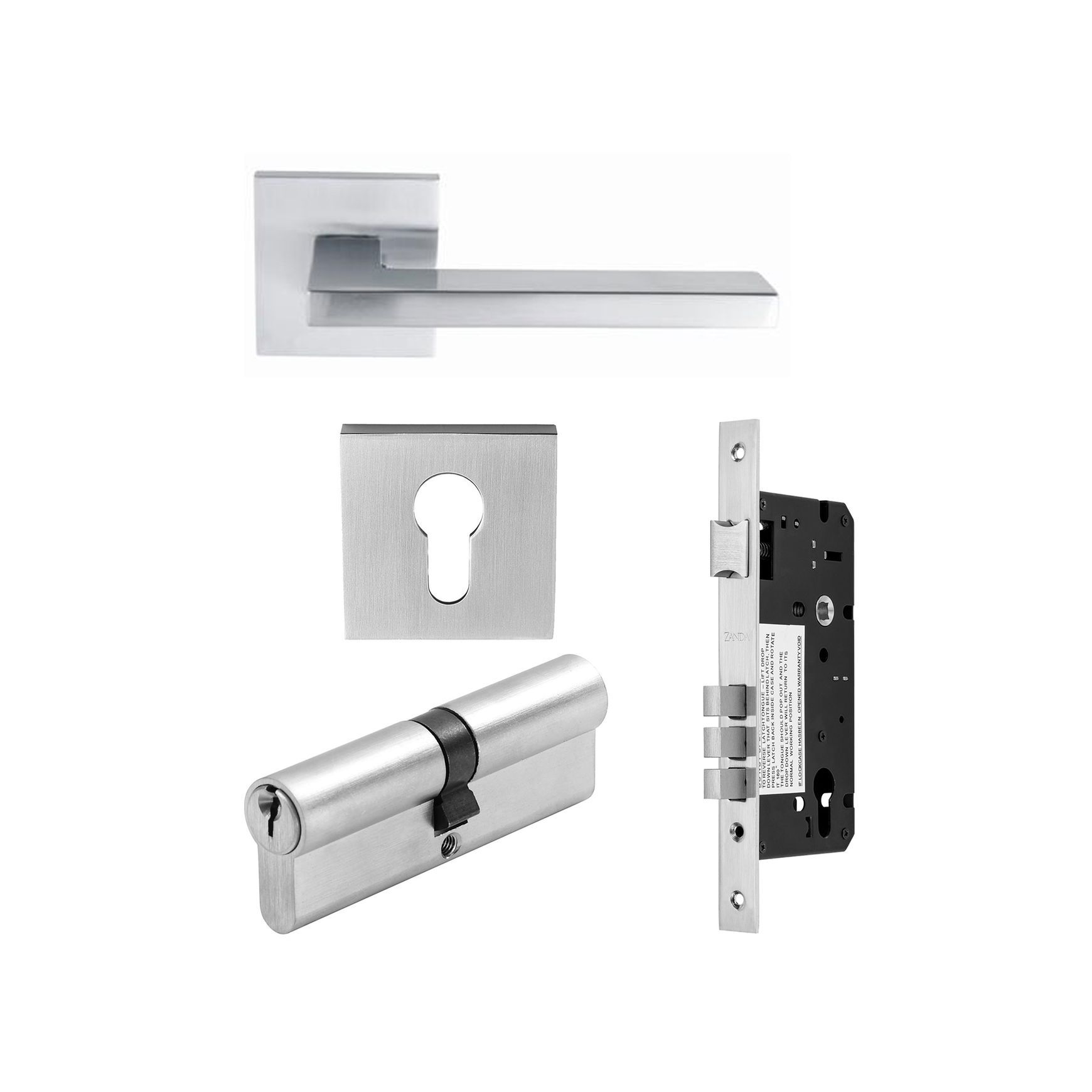 Zanda Matrix Door Handle Lever Set Satin Chrome