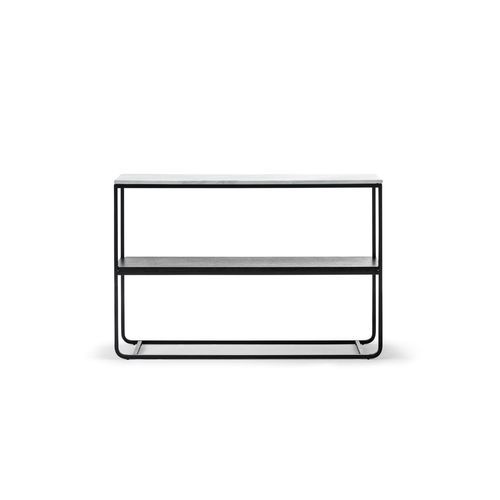 Estoria 120cm White Marble Shelf Console Table | Black