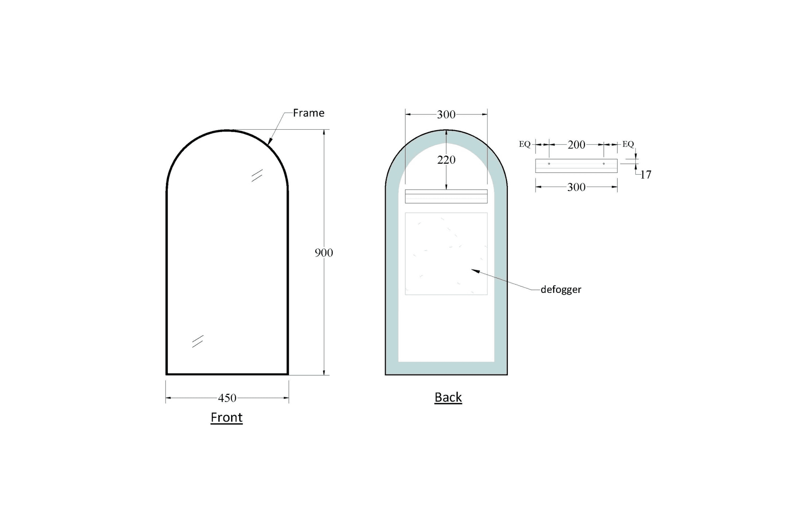 Code Aspect 450 Arch Framed Mirror Range