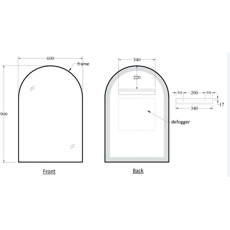 Code Aspect 600 Arch Framed Mirror Range