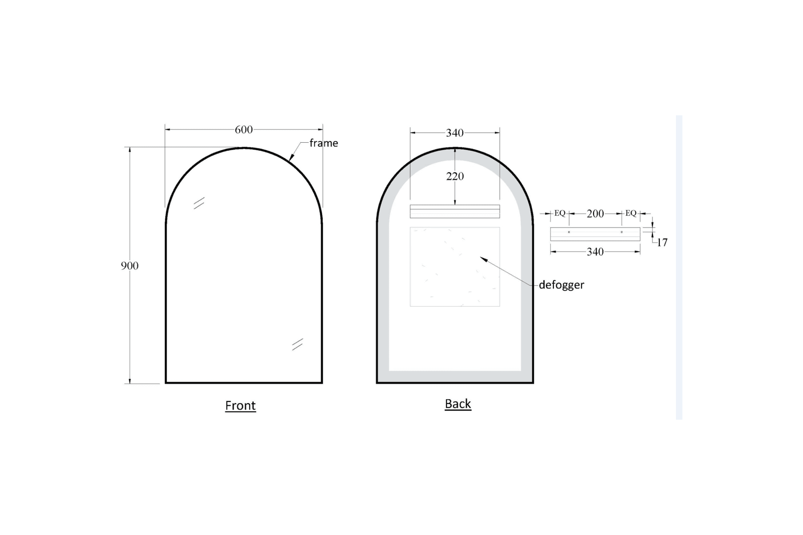 Code Aspect 600 Arch Framed Mirror Range