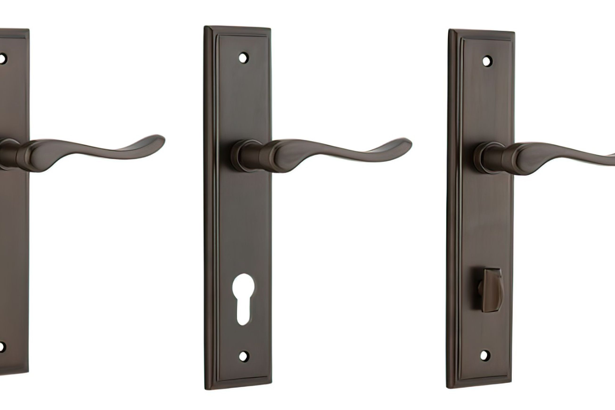Iver Stirling Door Lever on Stepped Backplate Signature Brass