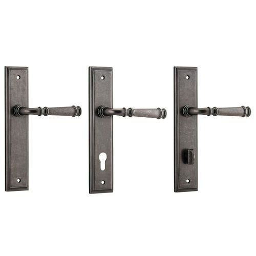 Iver Verona Door Lever on Stepped Backplate Distressed Nickel