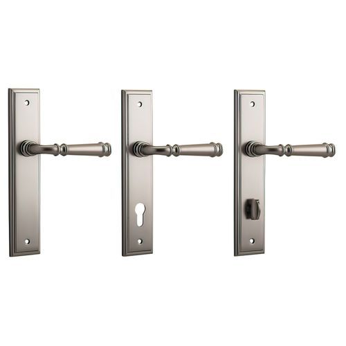 Iver Verona Door Lever on Stepped Backplate Satin Nickel - Customise to your needs