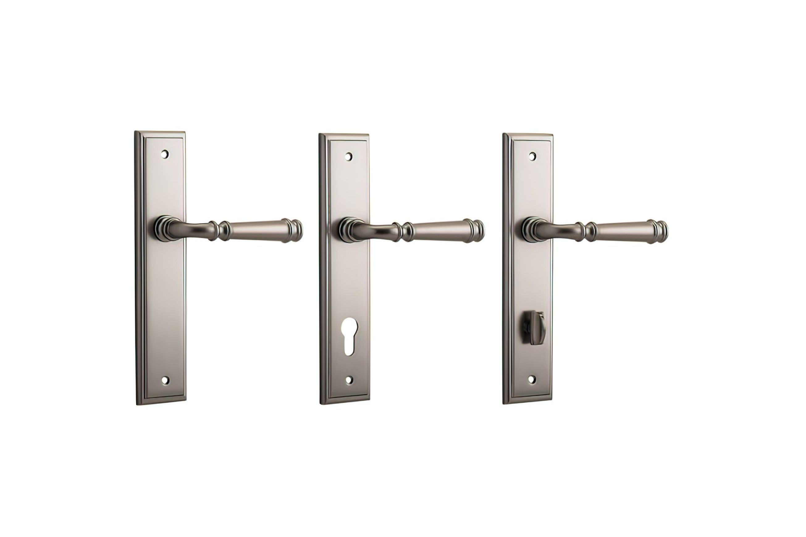 Iver Verona Door Lever on Stepped Backplate Satin Nickel - Customise to your needs