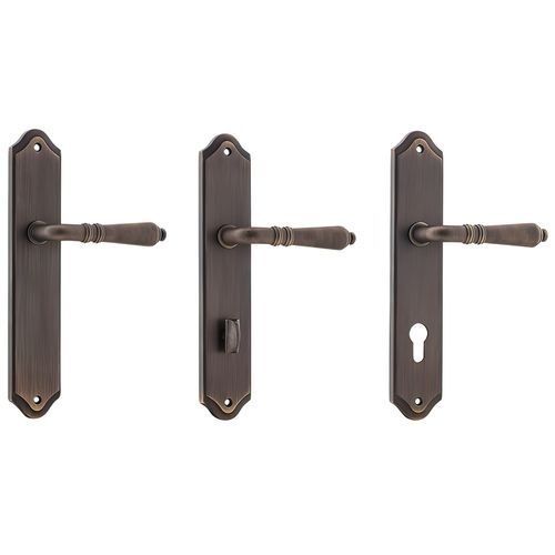 Iver Sarlat Lever Door Handle on Shouldered Backplate Signature Brass