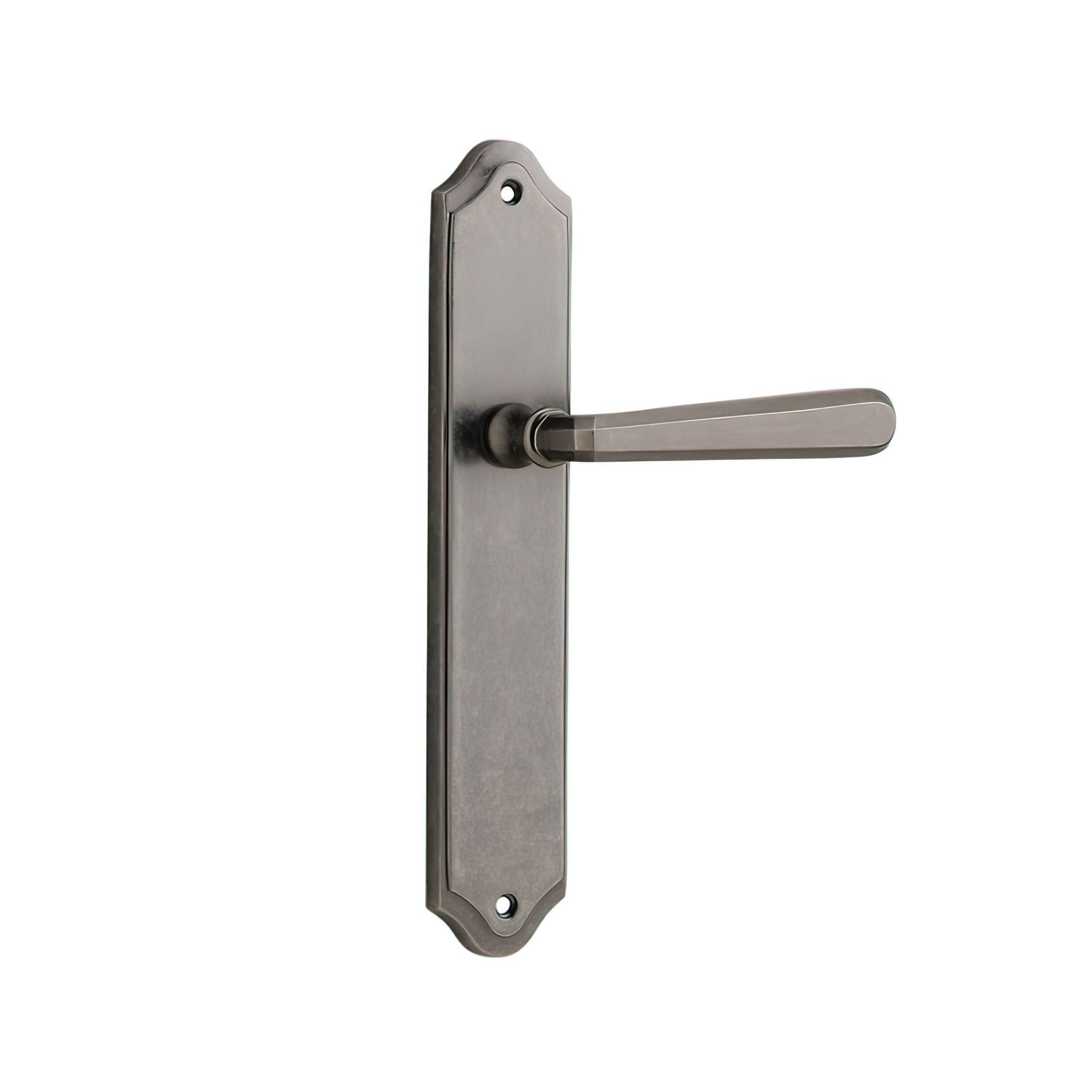 Iver Copenhagen Door Lever on Shouldered Backplate Distressed Nickel