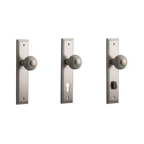 Iver Guildford Door Knob on Stepped Backplate Satin Nickel - Customise to your needs
