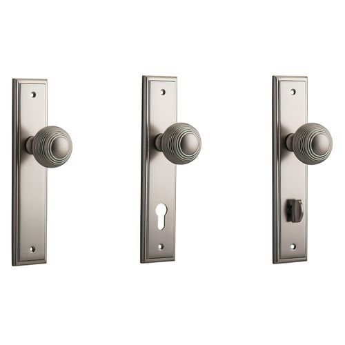 Iver Guildford Door Knob on Stepped Backplate Satin Nickel - Customise to your needs