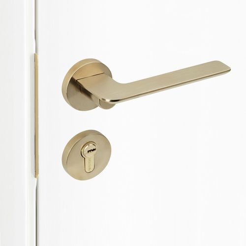 Brushed Brass Door Handle ENTRANCE I Mucheln EDGE Series