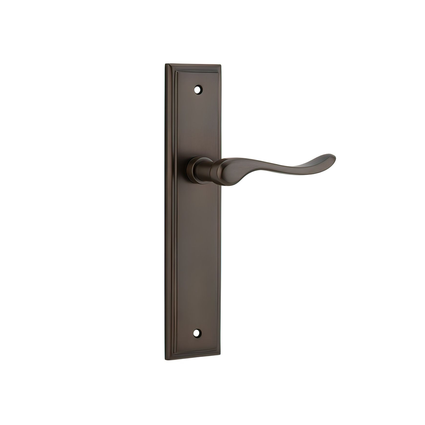 Iver Stirling Door Lever on Stepped Backplate Signature Brass