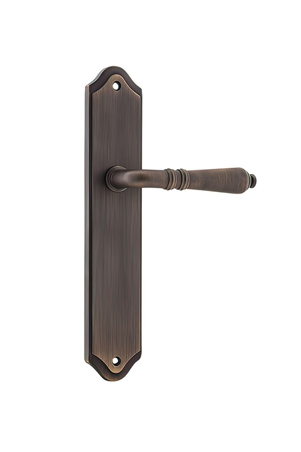 Iver Sarlat Lever Door Handle on Shouldered Backplate Signature Brass