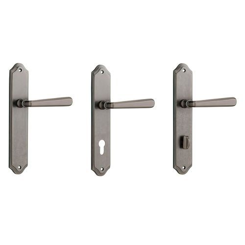 Iver Copenhagen Door Lever on Shouldered Backplate Distressed Nickel