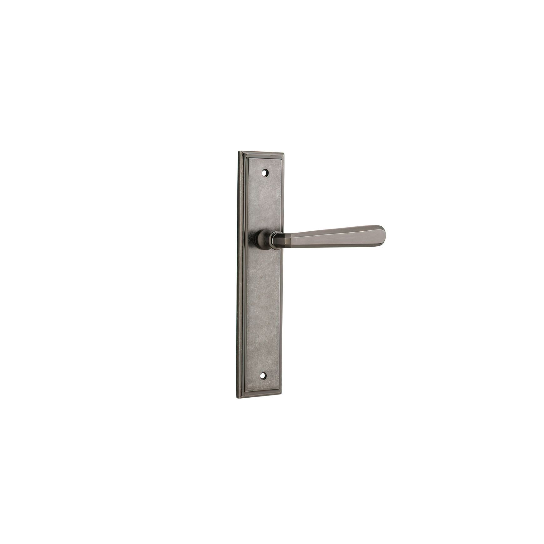 Iver Copenhagen Door Lever on Stepped Backplate Distressed Nickel