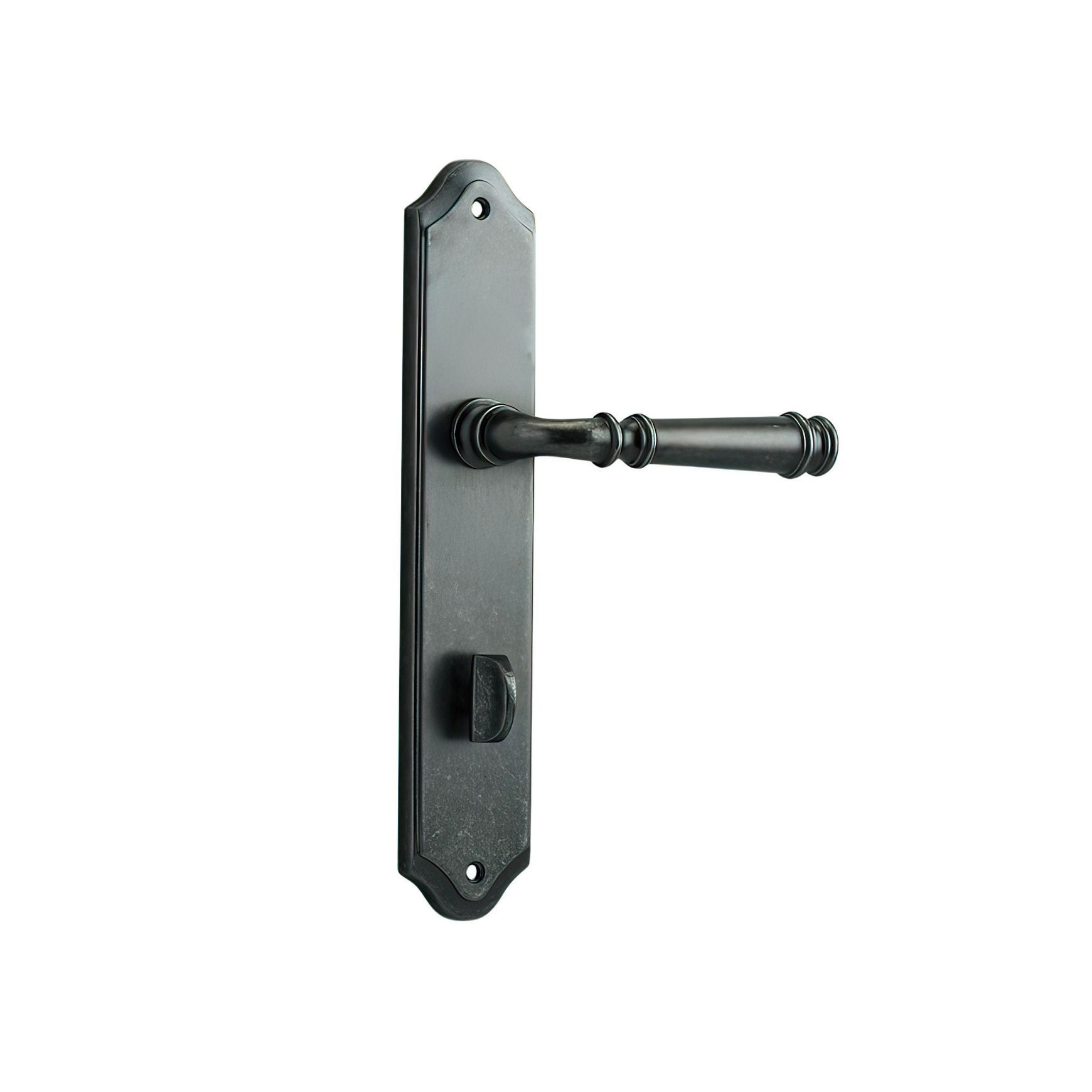Iver Verona Door Lever on Shouldered Backplate Distressed Nickel