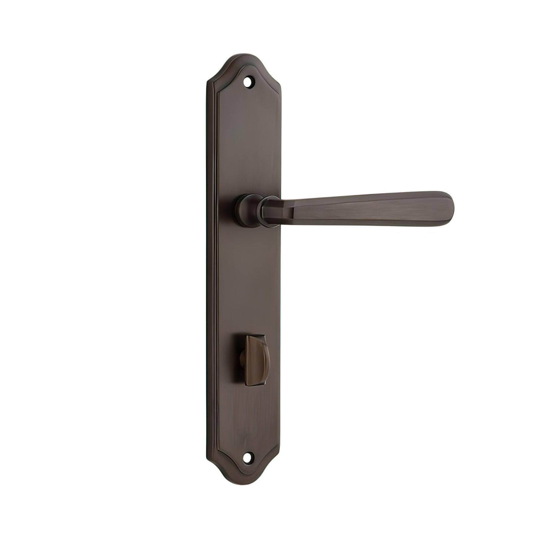 Iver Copenhagen Door Lever on Shouldered Backplate Signature Brass