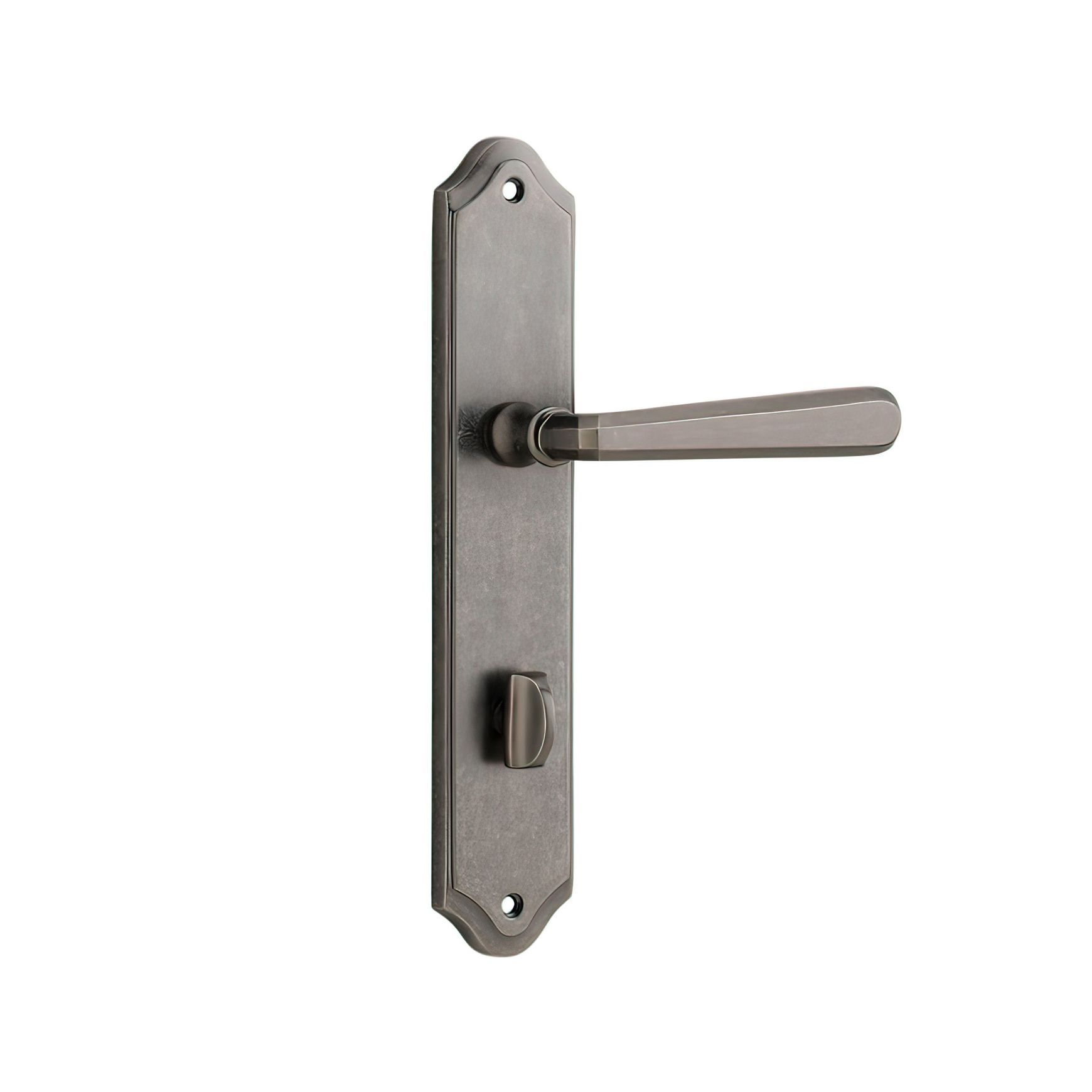 Iver Copenhagen Door Lever on Shouldered Backplate Distressed Nickel