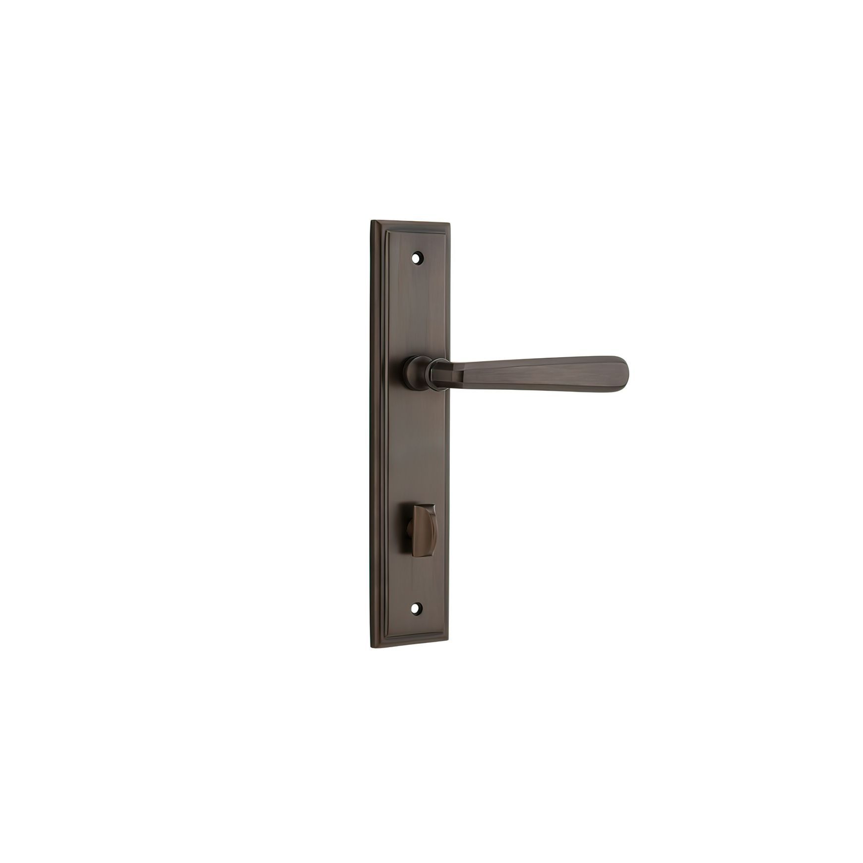Iver Copenhagen Door Lever on Stepped Backplate Signature Brass