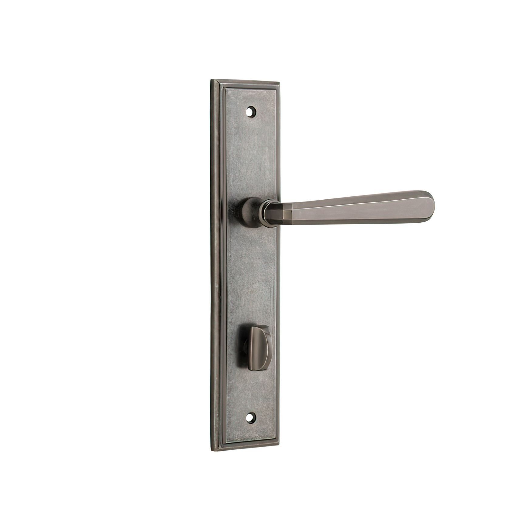 Iver Copenhagen Door Lever on Stepped Backplate Distressed Nickel