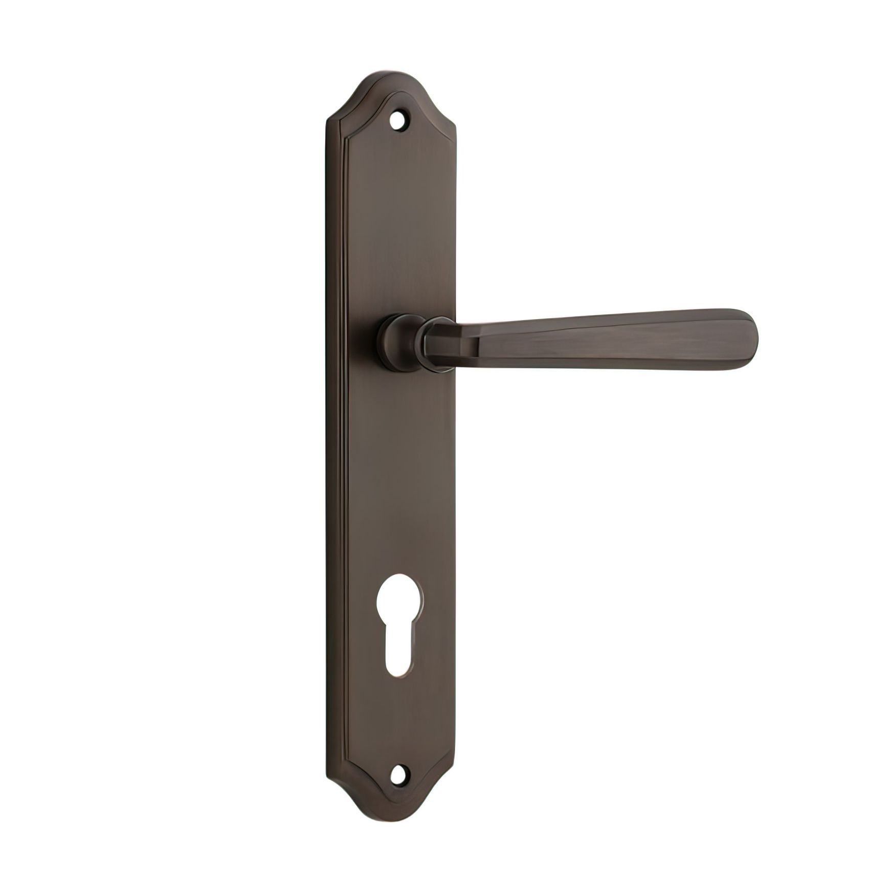 Iver Copenhagen Door Lever on Shouldered Backplate Signature Brass