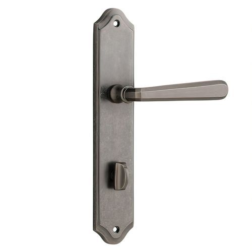 Iver Copenhagen Door Lever on Shouldered Backplate Distressed Nickel