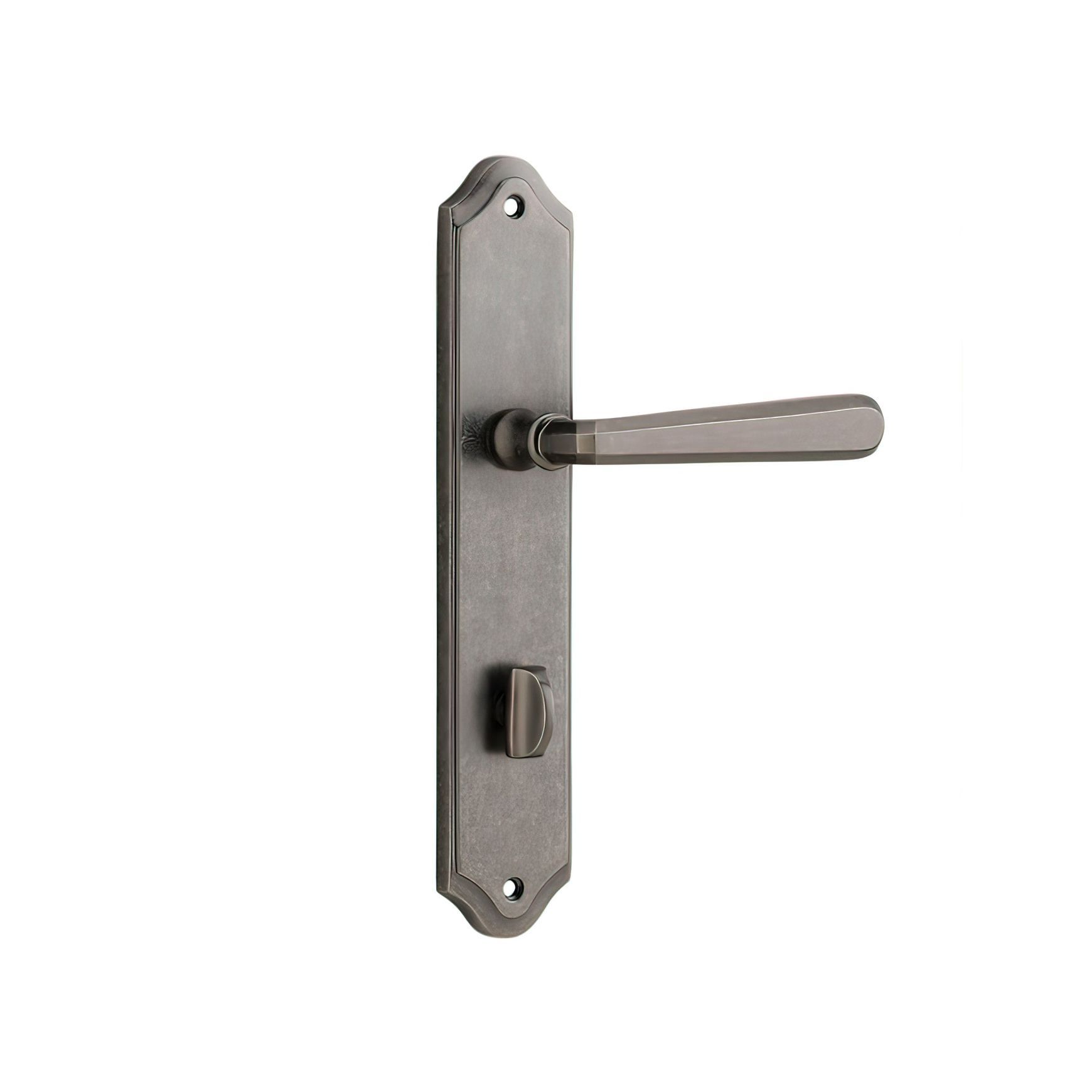 Iver Copenhagen Door Lever on Shouldered Backplate Distressed Nickel
