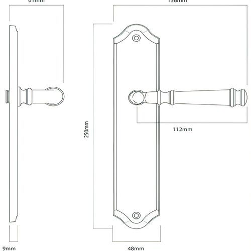 Iver Verona Door Lever on Shouldered Backplate Distressed Nickel