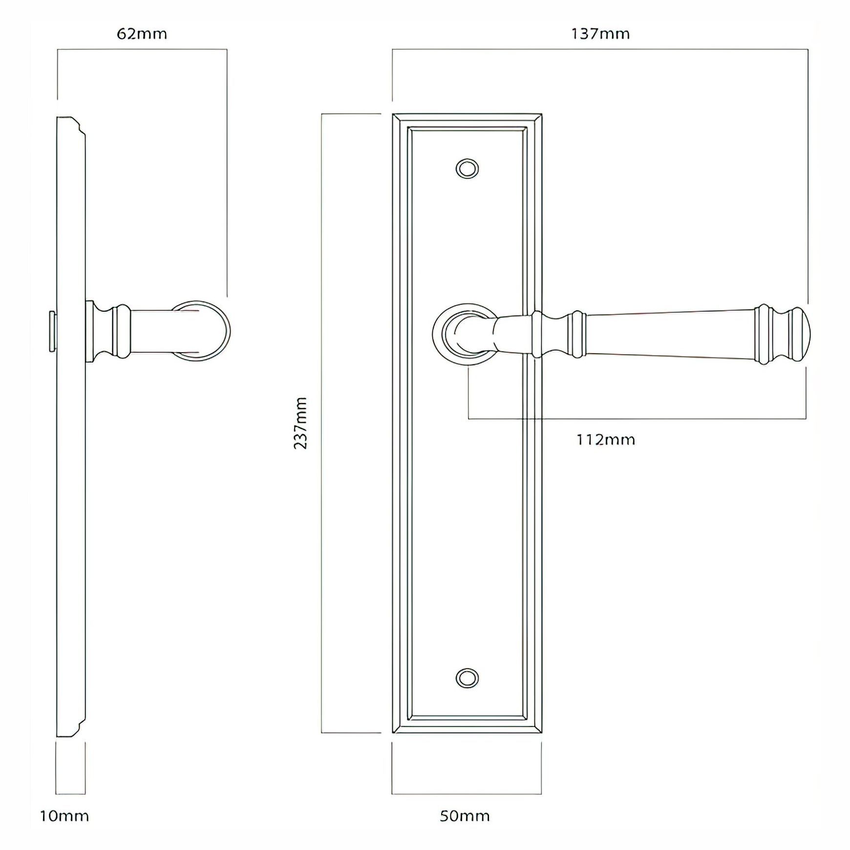 Iver Verona Door Lever on Stepped Backplate Distressed Nickel