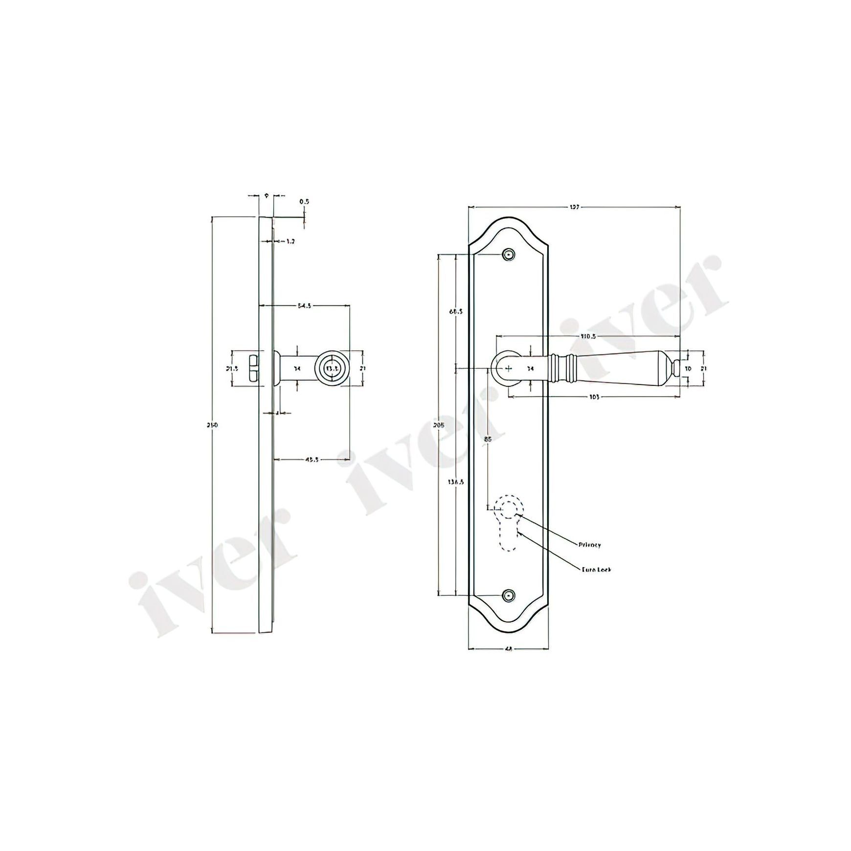 Iver Sarlat Lever Door Handle on Shouldered Backplate Signature Brass
