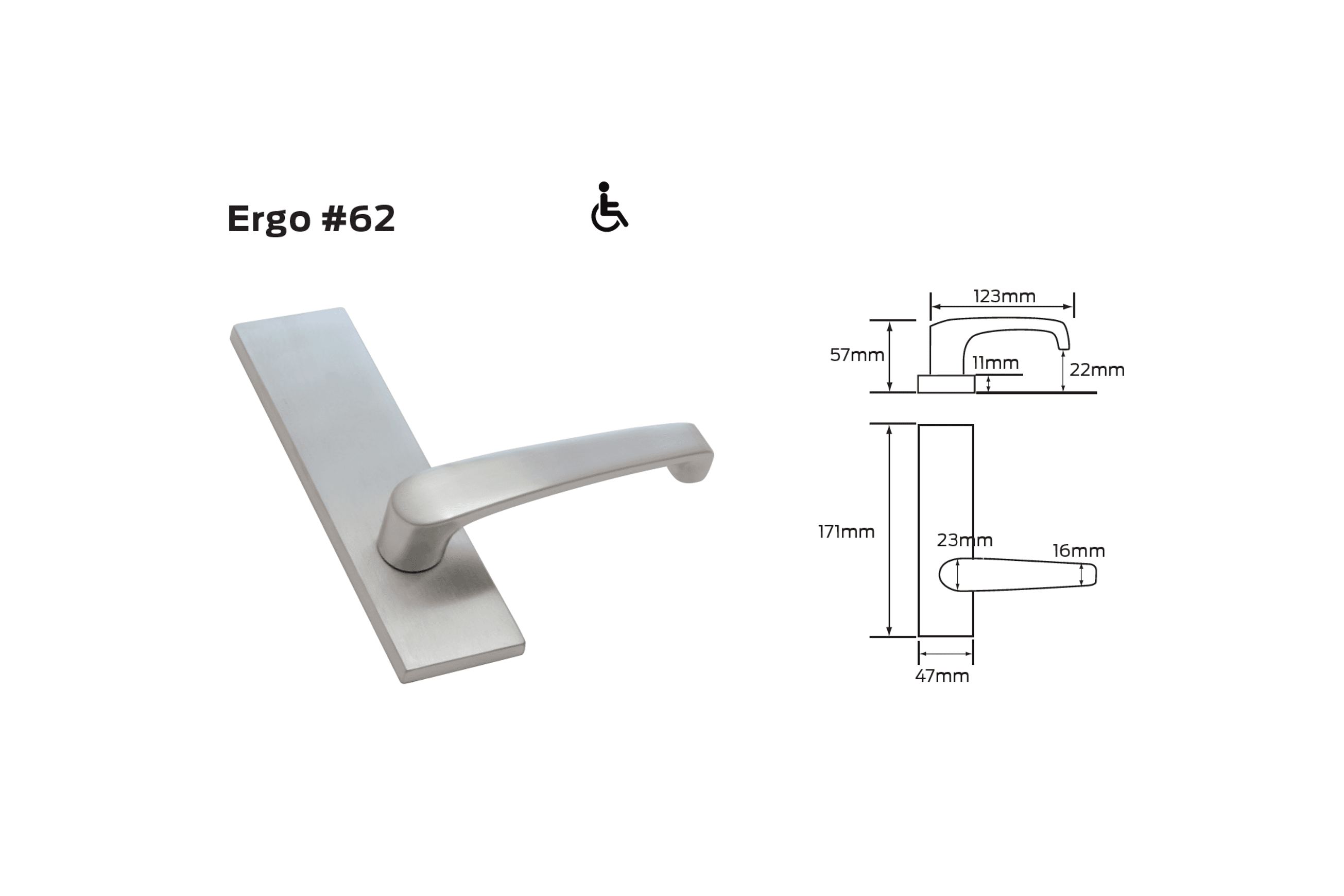 Legge 700 Series Ergo (62) Door Furniture