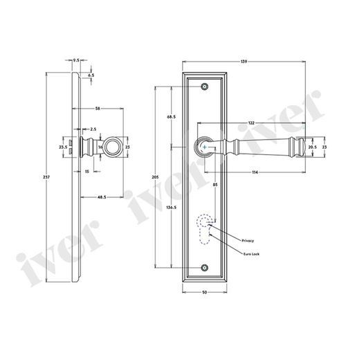 Iver Verona Door Lever on Stepped Backplate Euro Chrome Plated 11742E85 - Customise to your needs