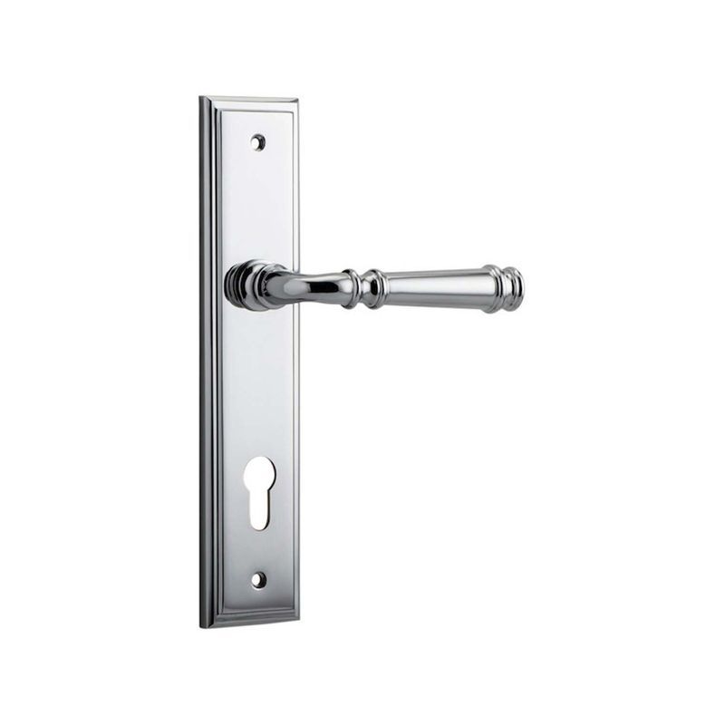 Iver Verona Door Lever on Stepped Backplate Euro Chrome Plated 11742E85 - Customise to your needs