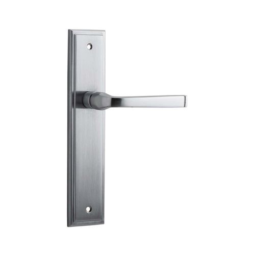 Iver Annecy Door Lever on Stepped Backplate Latch Brushed Chrome 12244 - Customise to your need
