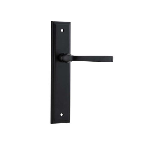 Iver Annecy Door Lever on Stepped Backplate Latch Matt Black 12744 - Customise to your needs