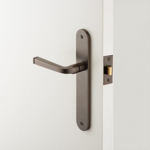 Iver Annecy Door Lever on Oval Backplate Euro Satin Nickel 14732E85 - Customise to your needs