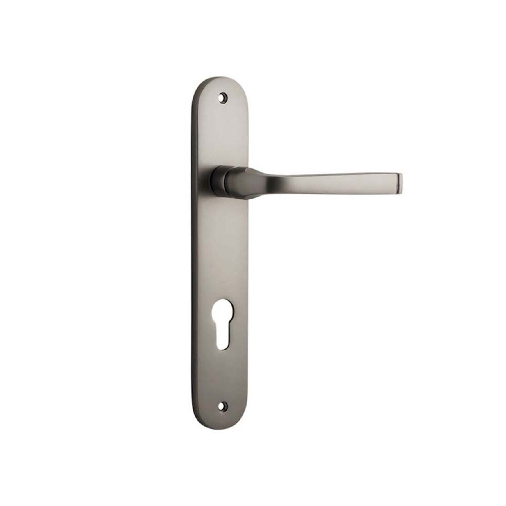 Iver Annecy Door Lever on Oval Backplate Euro Satin Nickel 14732E85 - Customise to your needs