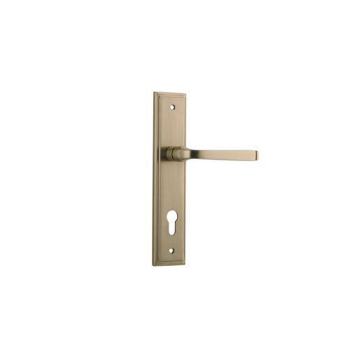 Iver Annecy Door Lever on Stepped Backplate Euro Brushed Brass 15244E85 - Customise to your need