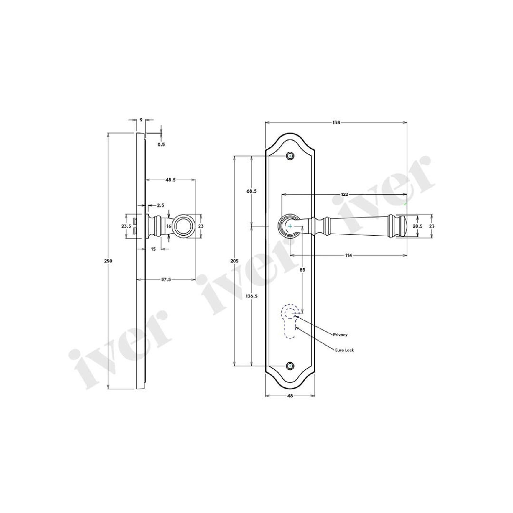 Iver Verona Door Lever on Stepped Backplate Brushed Chrome - Customise to your needs