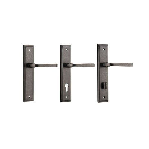 Iver Annecy Door Lever on Stepped Backplate Distressed Nickel