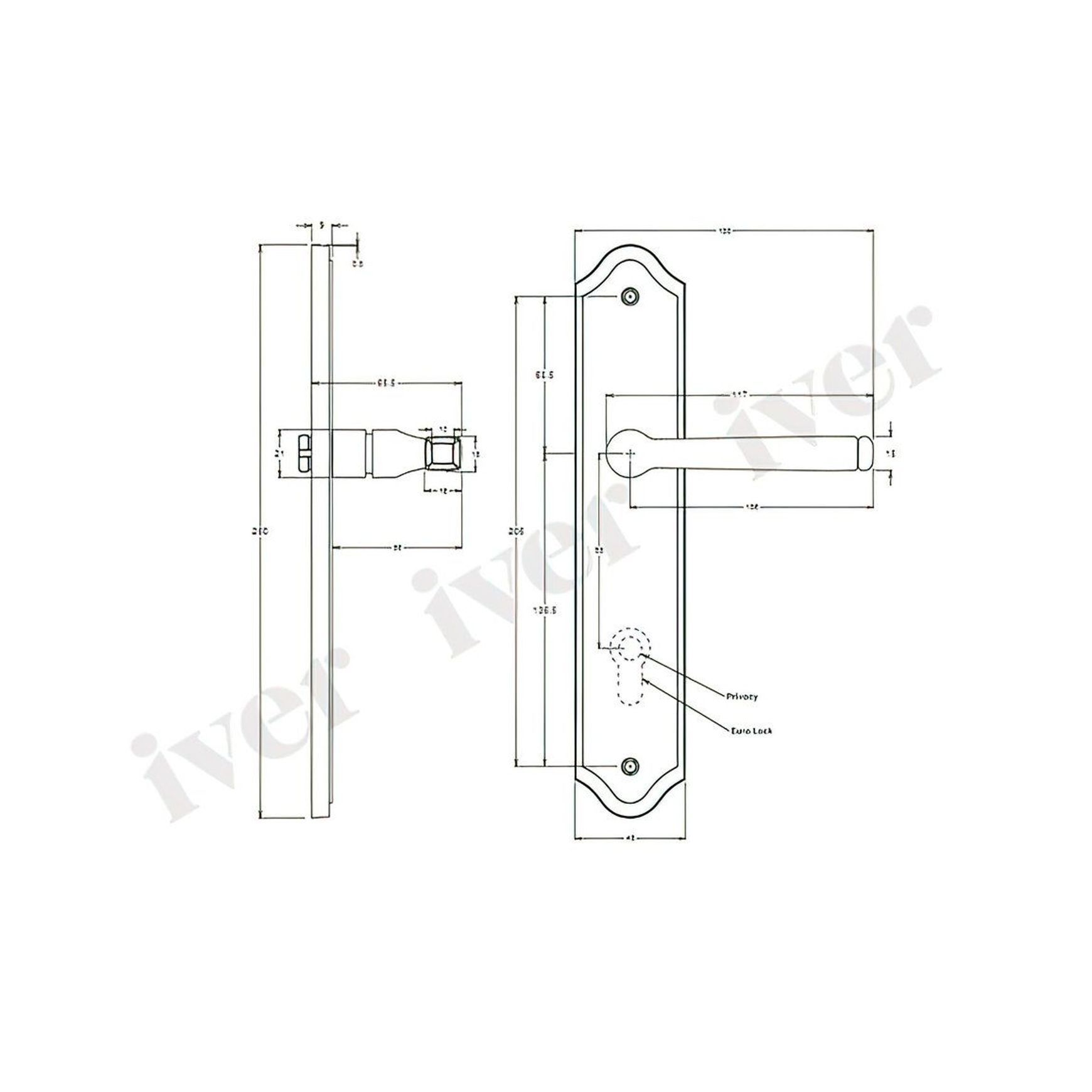 Iver Annecy Door Lever on Shouldered Backplate Satin Nickel - Customise to your needs dimensions