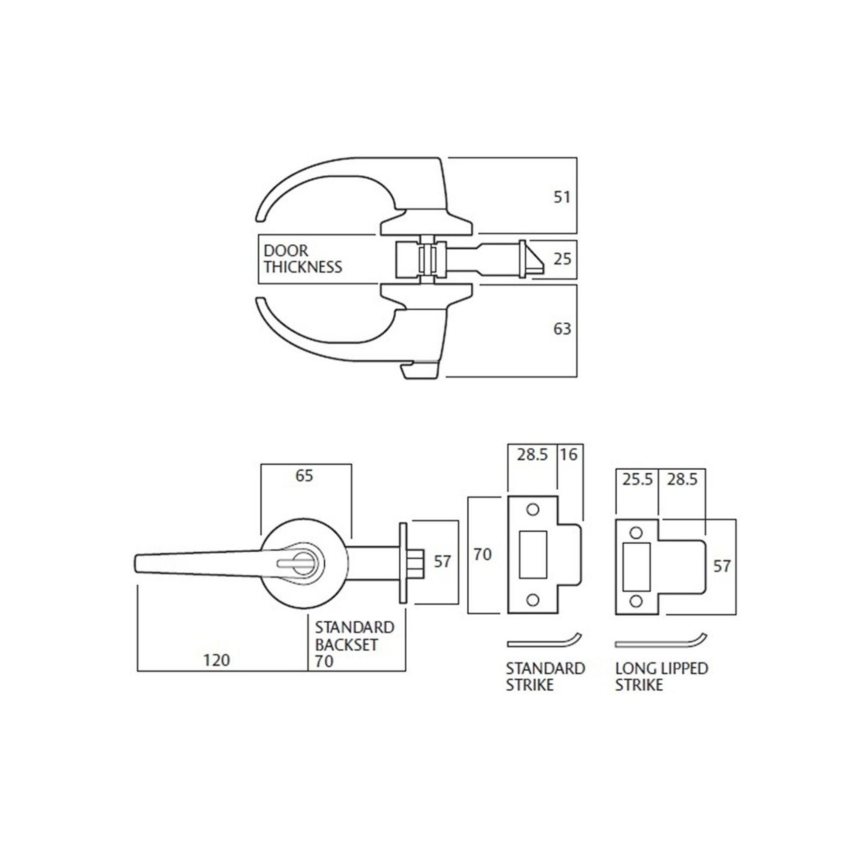 Lockwood 929 Series Entrance Escape Door Lever Set Satin Chrome Fire Rated 929SC