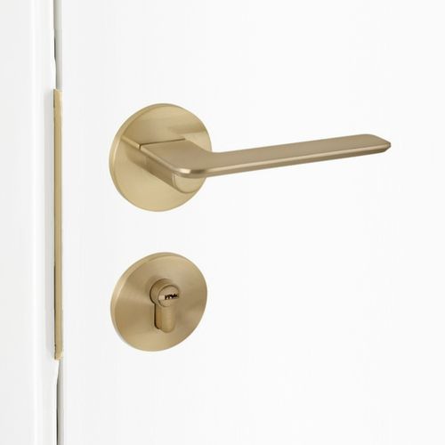 Brushed Brass Door Handle ENTRANCE (63mm) I Mucheln EDGE Series
