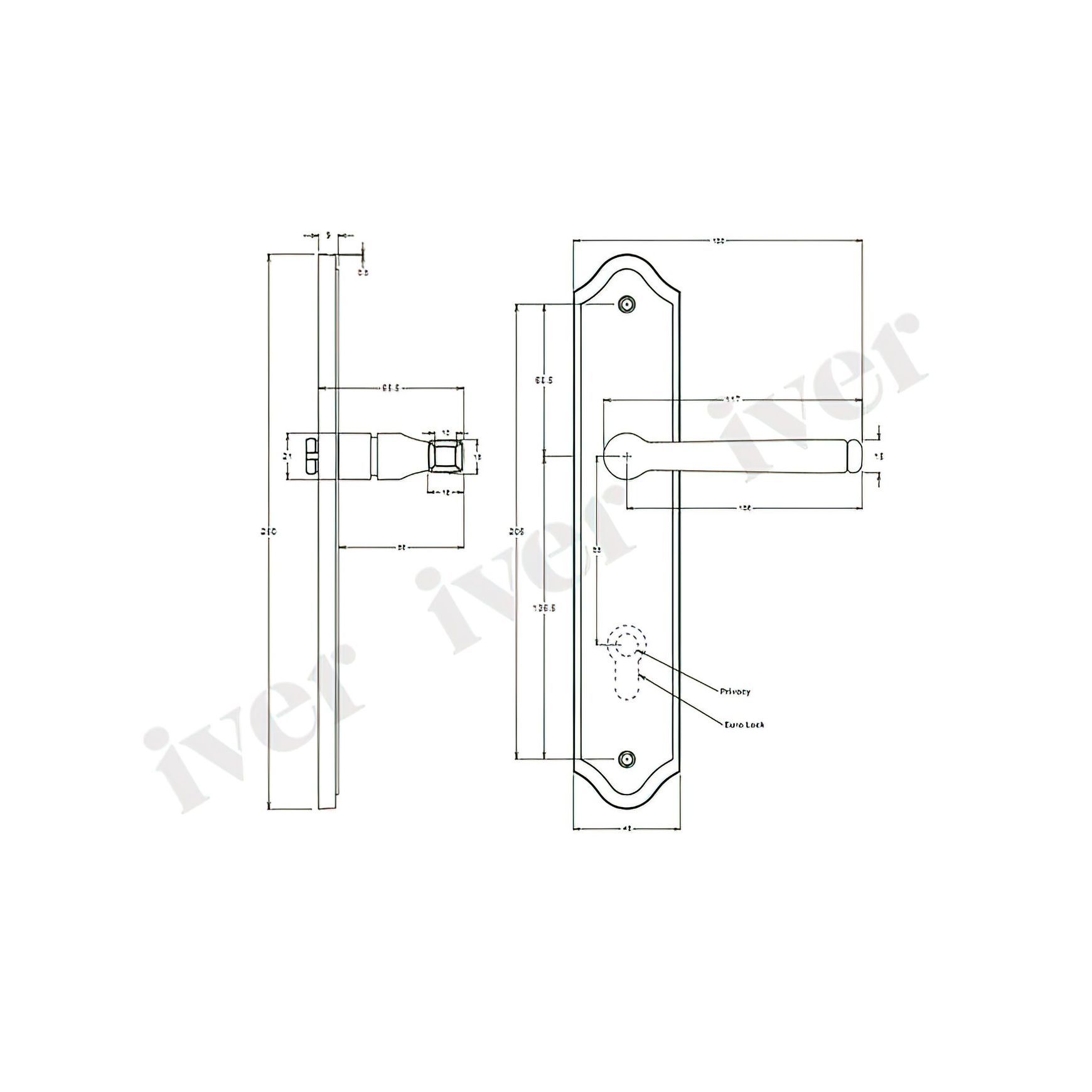 Iver Annecy Door Lever on Shouldered Backplate Satin Nickel - Customise to your needs