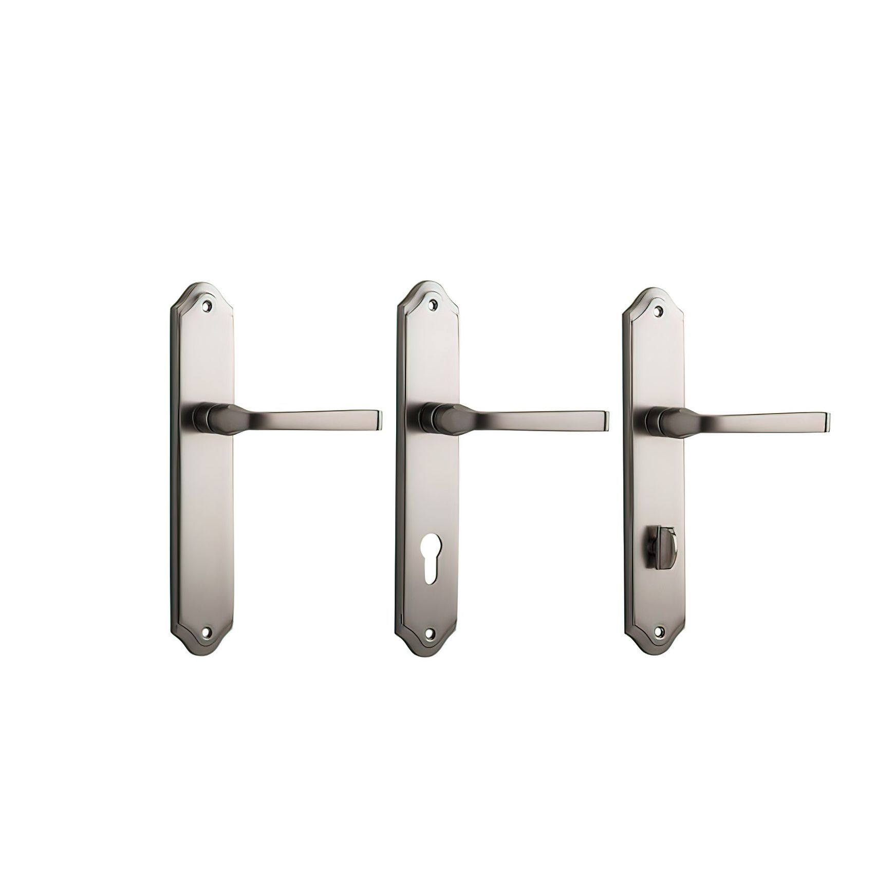 Iver Annecy Door Lever on Shouldered Backplate Satin Nickel - Customise to your needs
