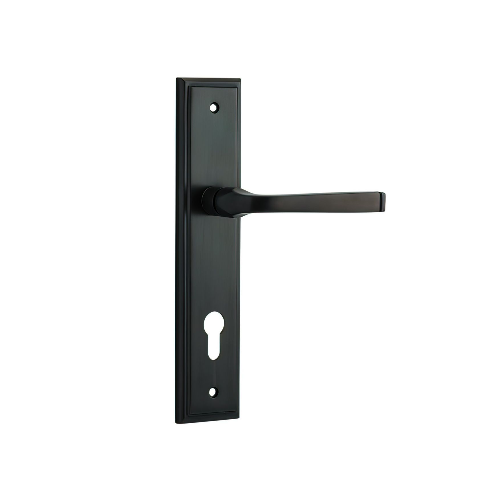 Iver Annecy Door Lever on Stepped Backplate Signature Brass