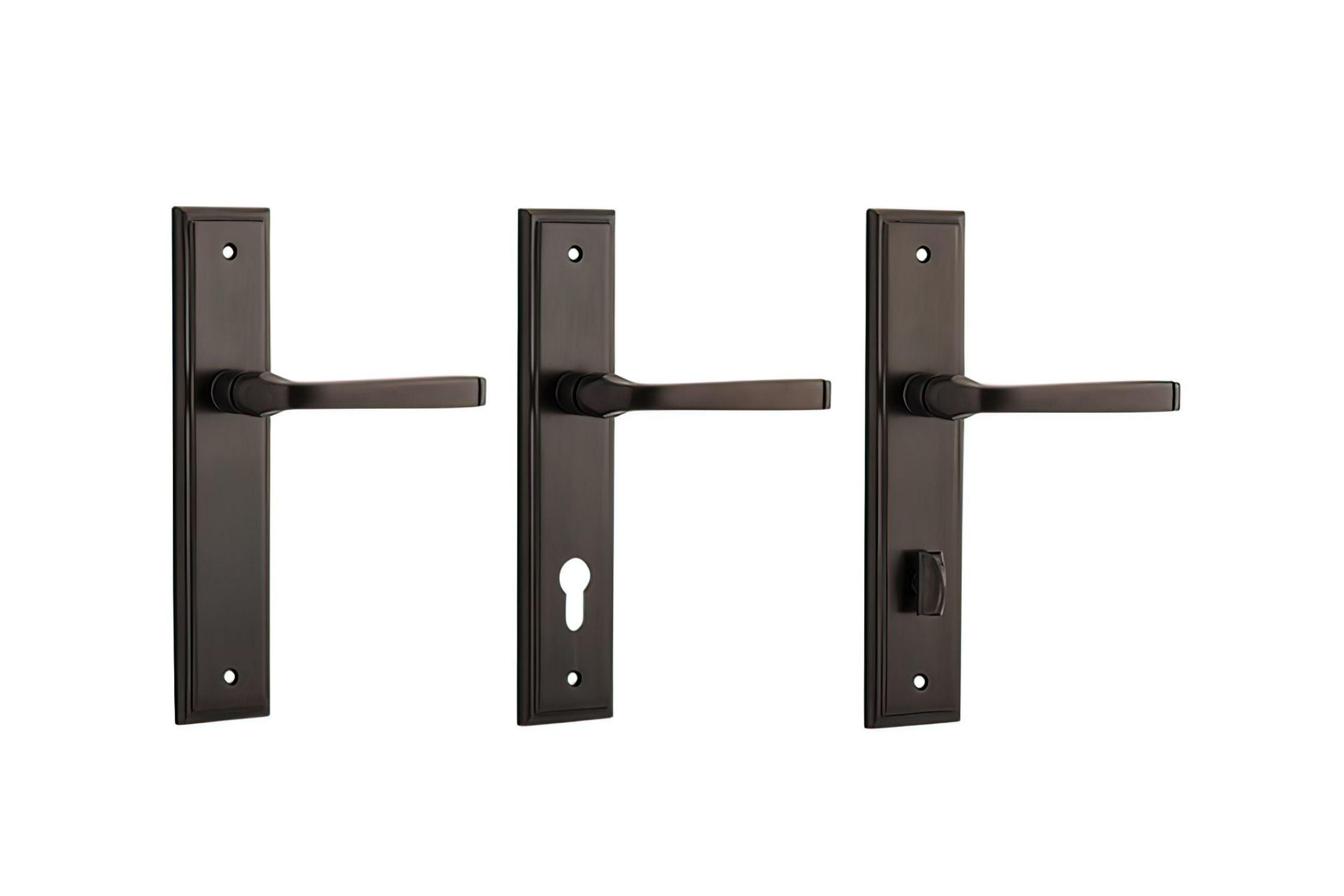 Iver Annecy Door Lever on Stepped Backplate Signature Brass